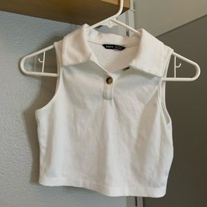 Collared cropped tank top